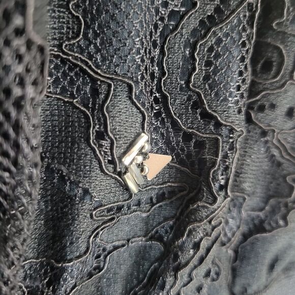 Anthropologie Meadow Rue Black Lace Sequined Sheer Collar Sleeveless Peplum Top - Picture 9 of 11